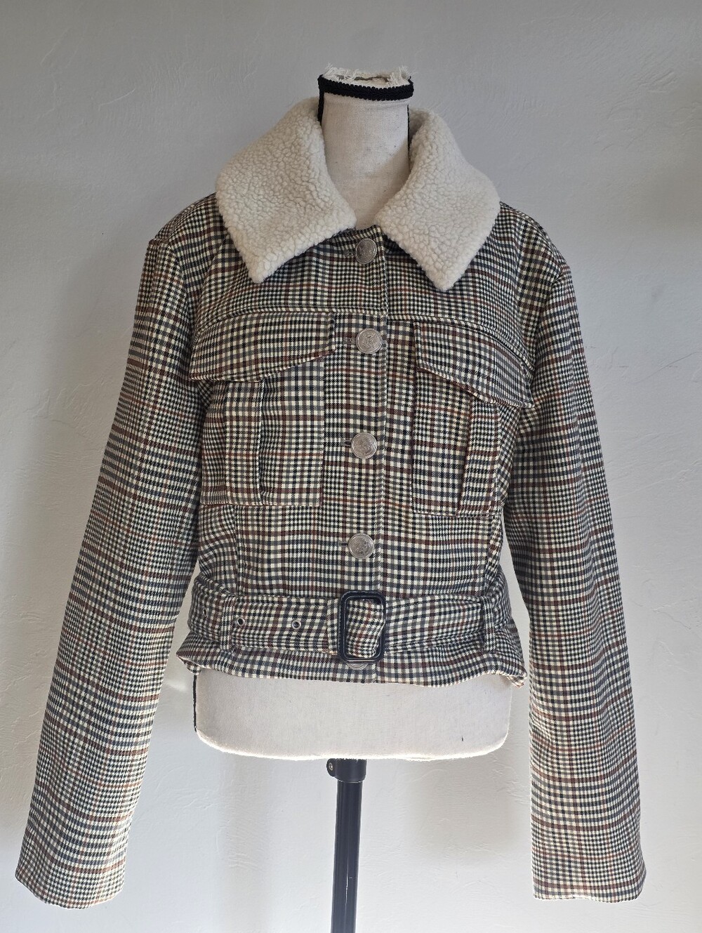 House of Harlow 1960 x REVOLVE Hadia Plaid Cropped Belted Jacket - Like New XL
